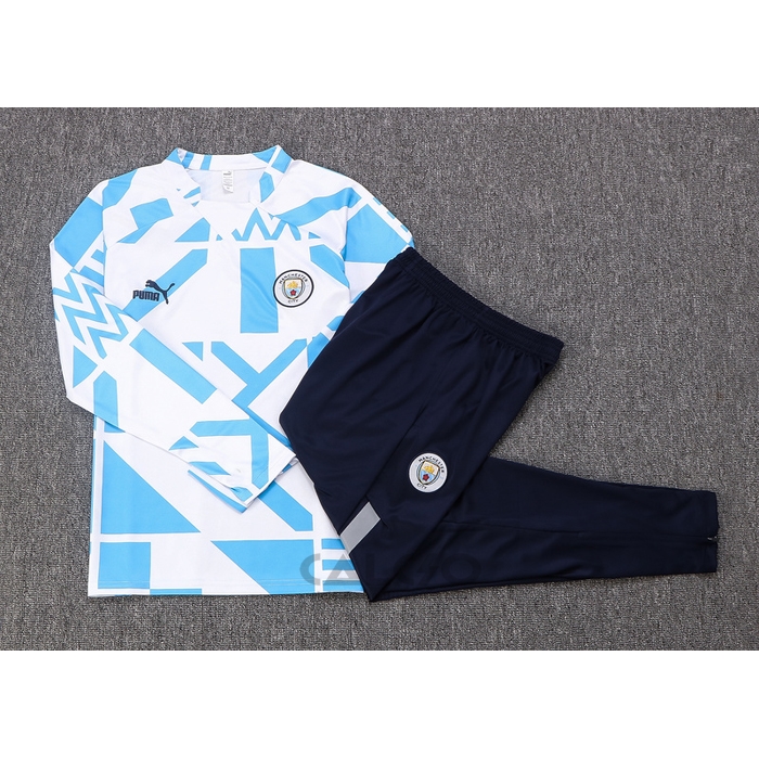 Tuta da Track di Felpa Manchester City 2022-2023 Bianco e Blu